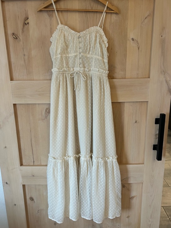Patrons of Peace Dresses & Skirts - Patrons of Peace Cream boho Swiss Dot corset style Spaghetti-Strap Maxi Dress L
